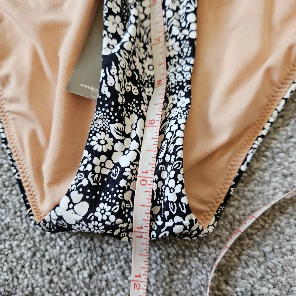 J.Crew Floral Side Ruffle Low Rise Bikini Bottom, Xl, Blue/ White